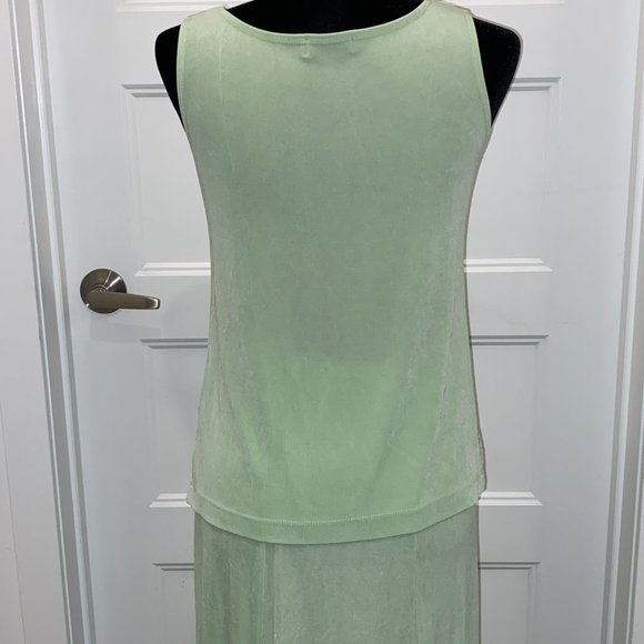 4 pcs outfit Skirt Pants Top & Cardigan Light Green Floral size Small Picadilly - Picture 2 of 13